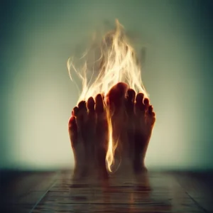 Representación gráfica del síntoma de quemazón en los pies por aracnoiditis