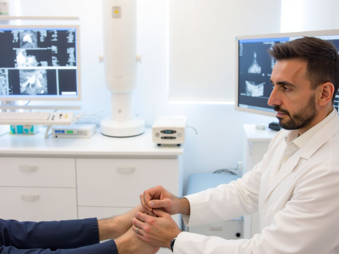 Dr. Carlos Morales, especialista en dolor, durante consulta
